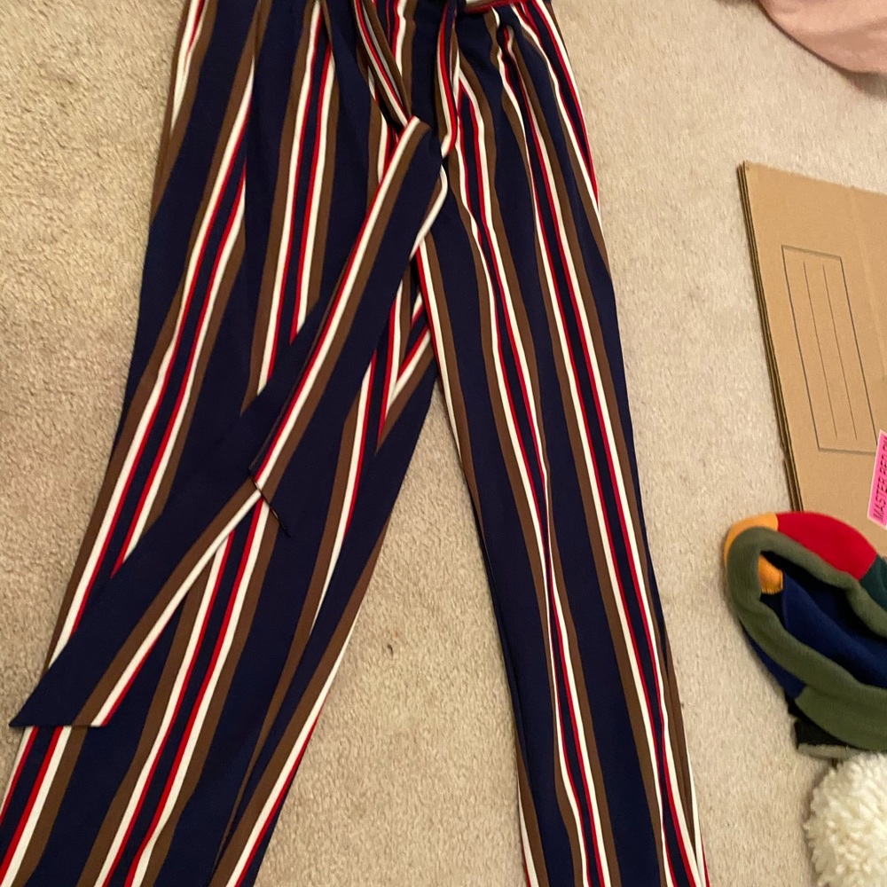 striped flowy pants with tie